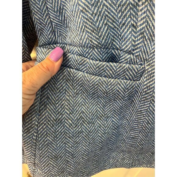 Lands End Blue Herringbone Fleece Blazer Jacket sz M NWT - Picture 5 of 9
